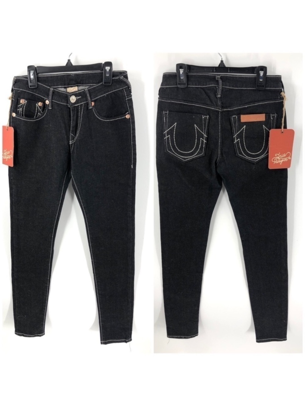True Religion Jeans Womens 26 Low Rise Embroidered Pockets Y2K Denim USA
